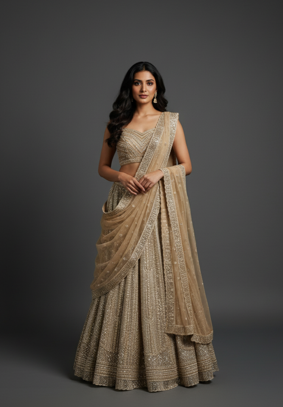 Luxurious Golden Embroidered Lehenga Set