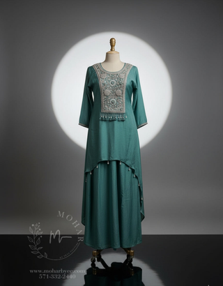 Teal green  Indo-Western