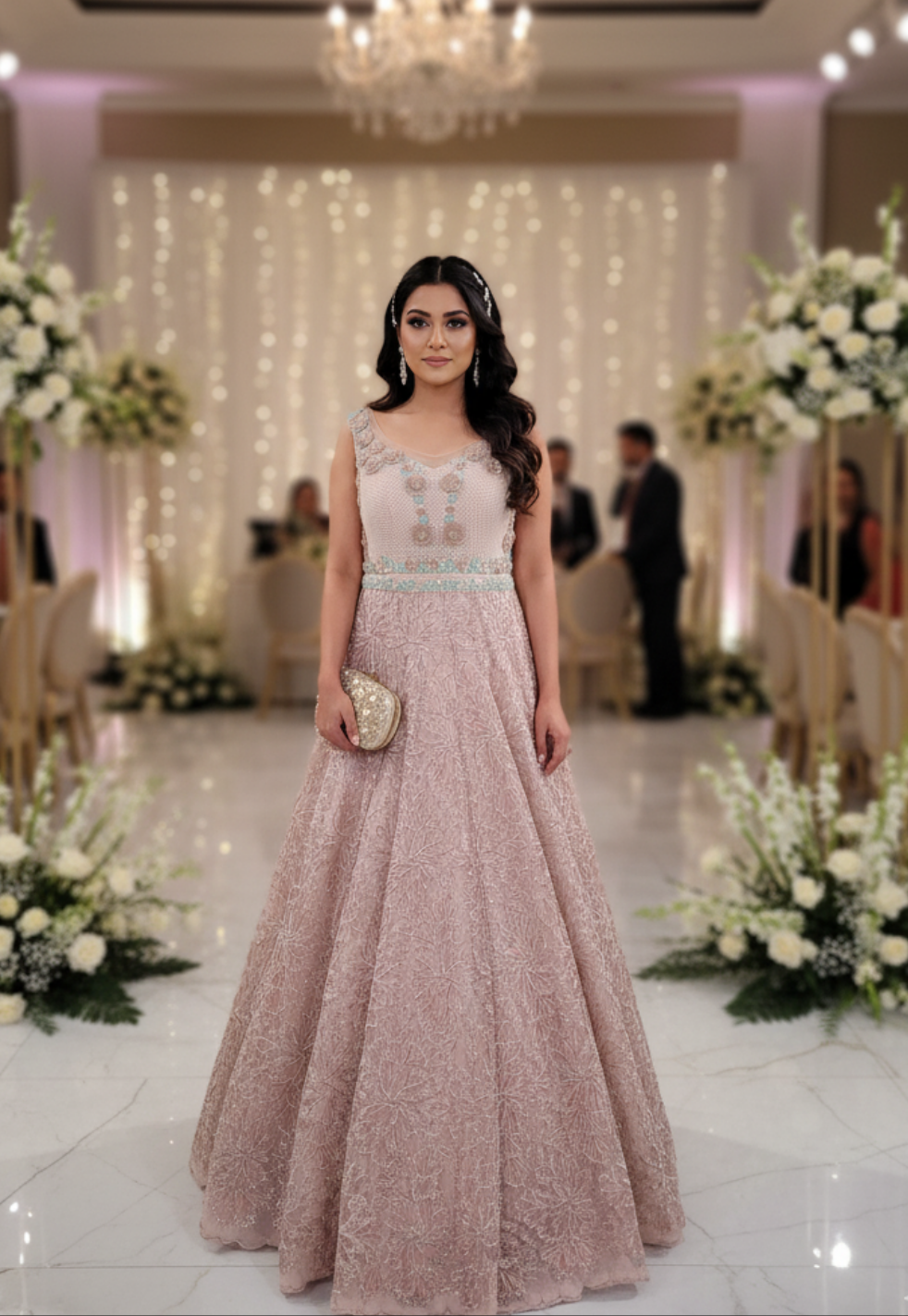 Soft Blush Pink Floor Length Gown