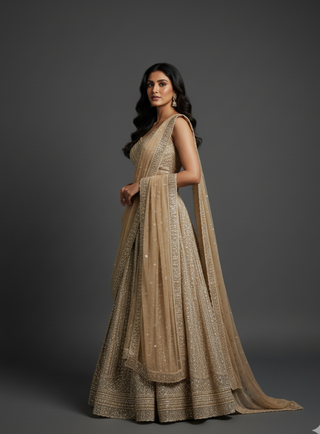 Luxurious Golden Embroidered Lehenga Set