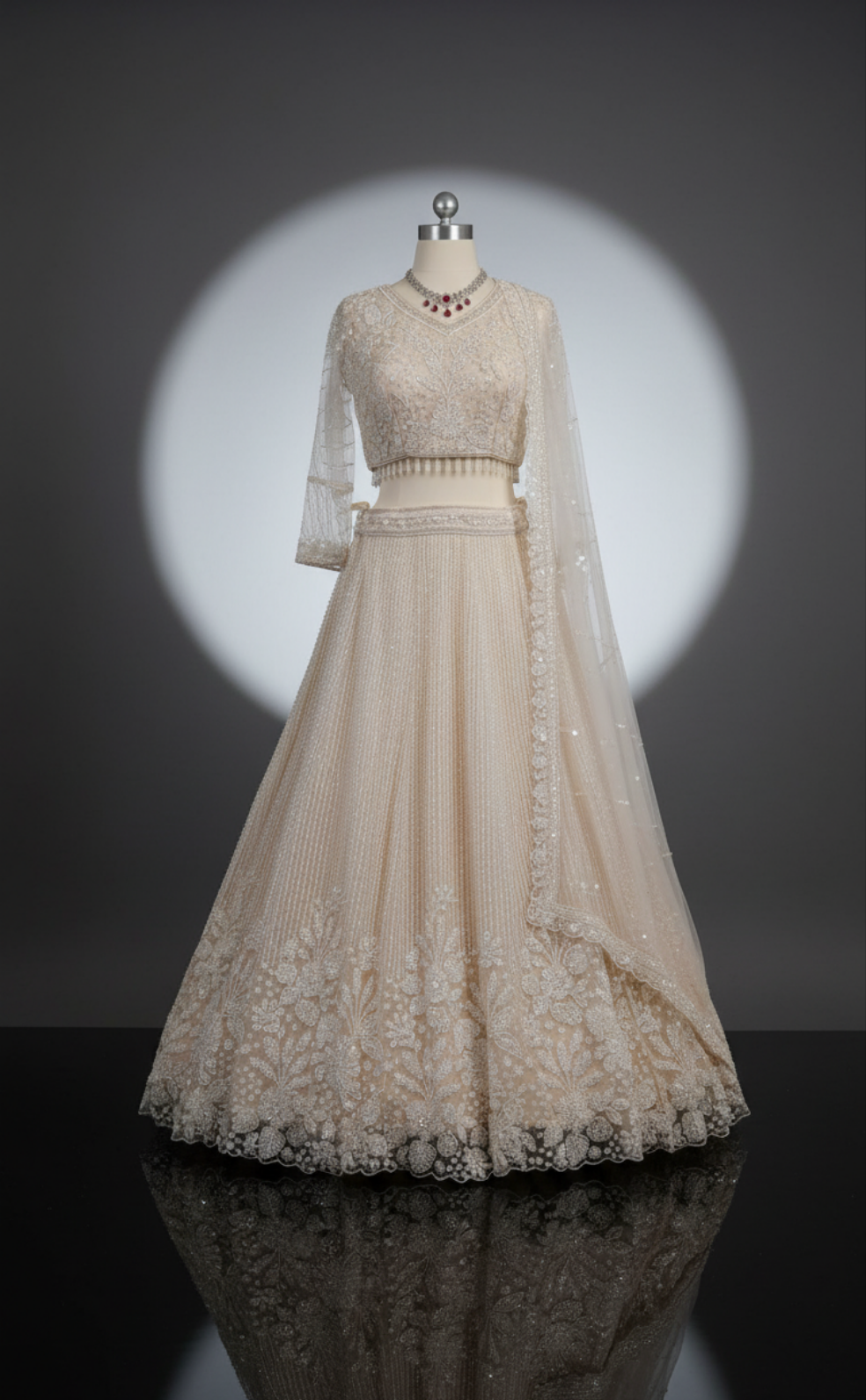 Ethereal Ivory Lace Embroidered Lehenga Set