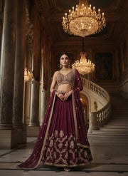 Halter neck maroon lehenga
