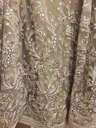 Taupe Embroidered Lehenga Choli Set