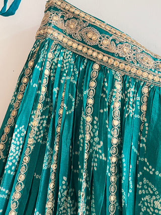 Green Net Sequin and Thread Embroidered Lehenga Choli