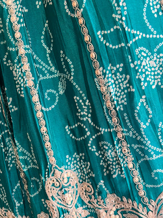 Green Net Sequin and Thread Embroidered Lehenga Choli