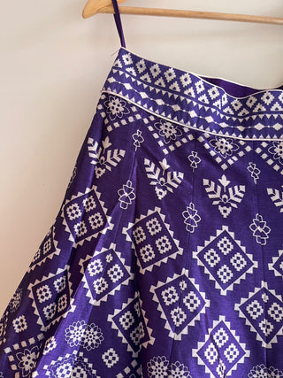 Violet Net Sequin and Thread Embroidered Lehenga Choli