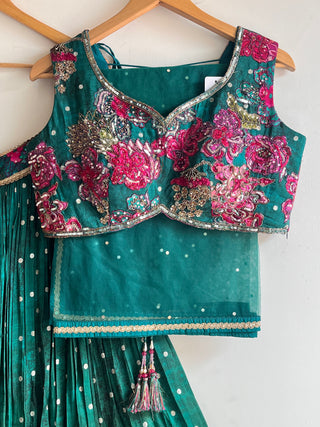 Radiant Green Embellished Floral Lehenga Set