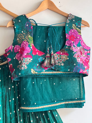 Radiant Green Embellished Floral Lehenga Set