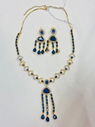 Elegant with royal blue American Diamond Party Wear Set