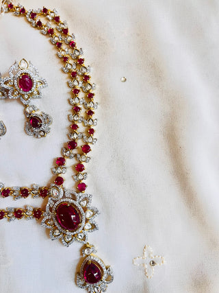 Regal Ruby Floral Necklace Set