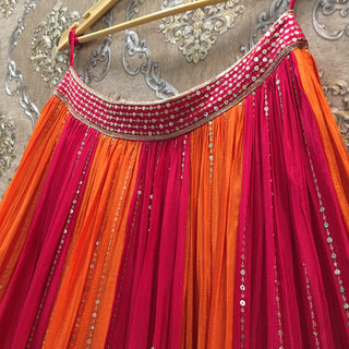 Multicolored lehenga - Orange Pink