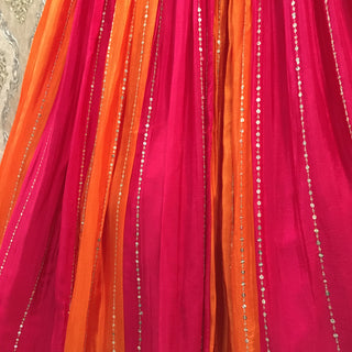 Multicolored lehenga - Orange Pink