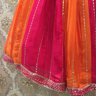 Multicolored lehenga - Orange Pink