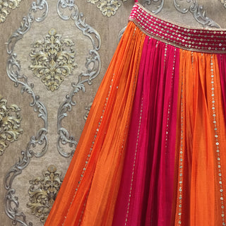Multicolored lehenga - Orange Pink