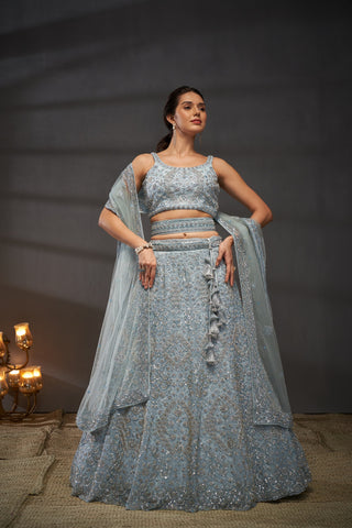 Reception Diamond Net Lehenga