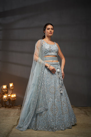 Reception Diamond Net Lehenga