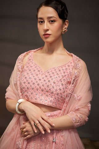 Cutdana, Sequins, Zarkan Net Lehenga
