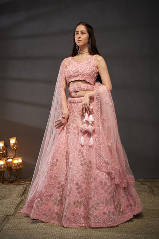 Net Cutdana, Sequins Lehenga