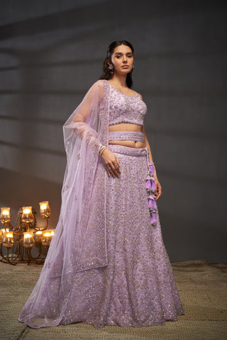 Reception Diamond Net Lehenga