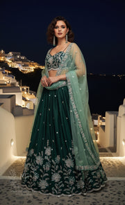 Emerald Green Silk Lehenga