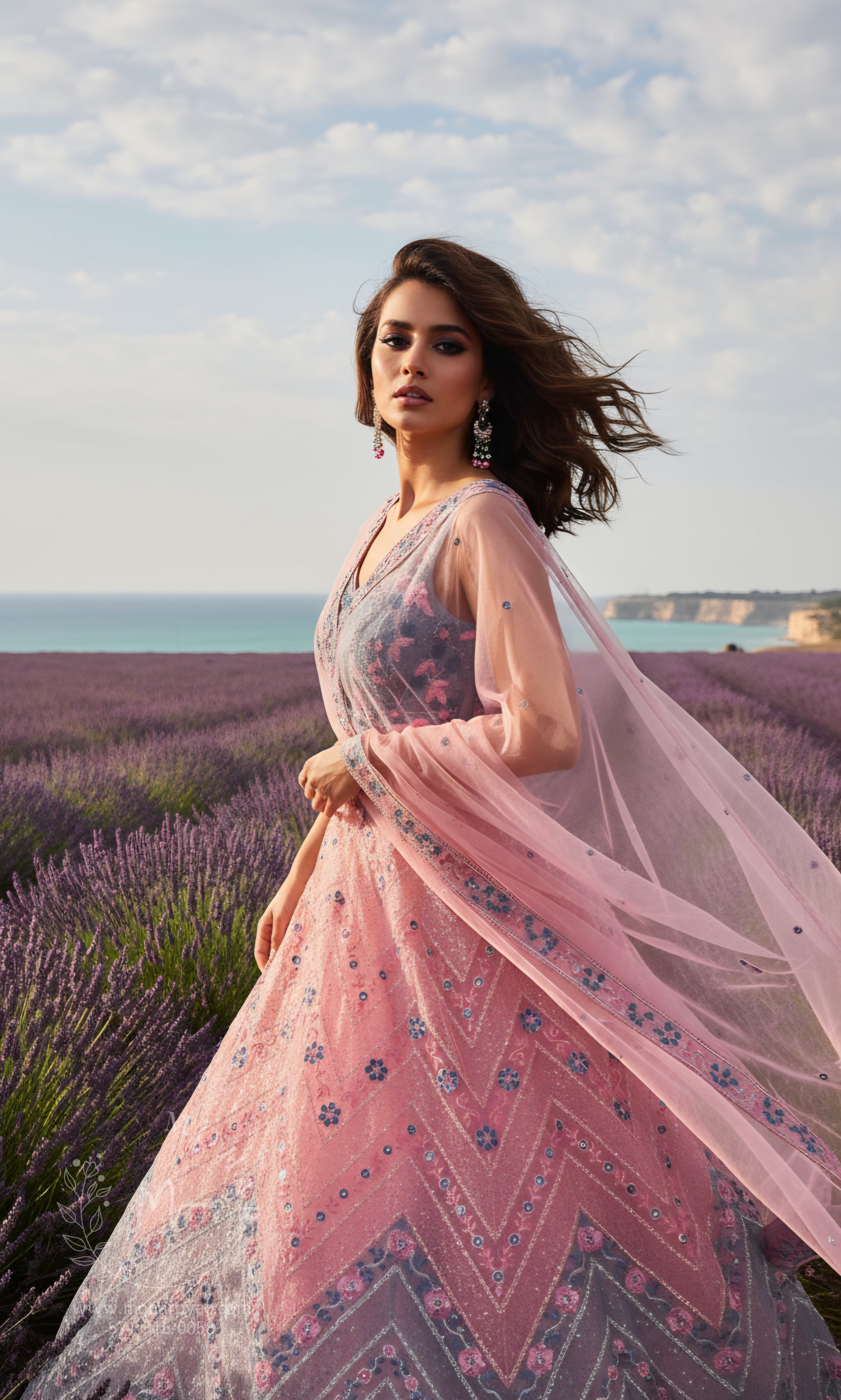 Chevron Embroidered Lehenga