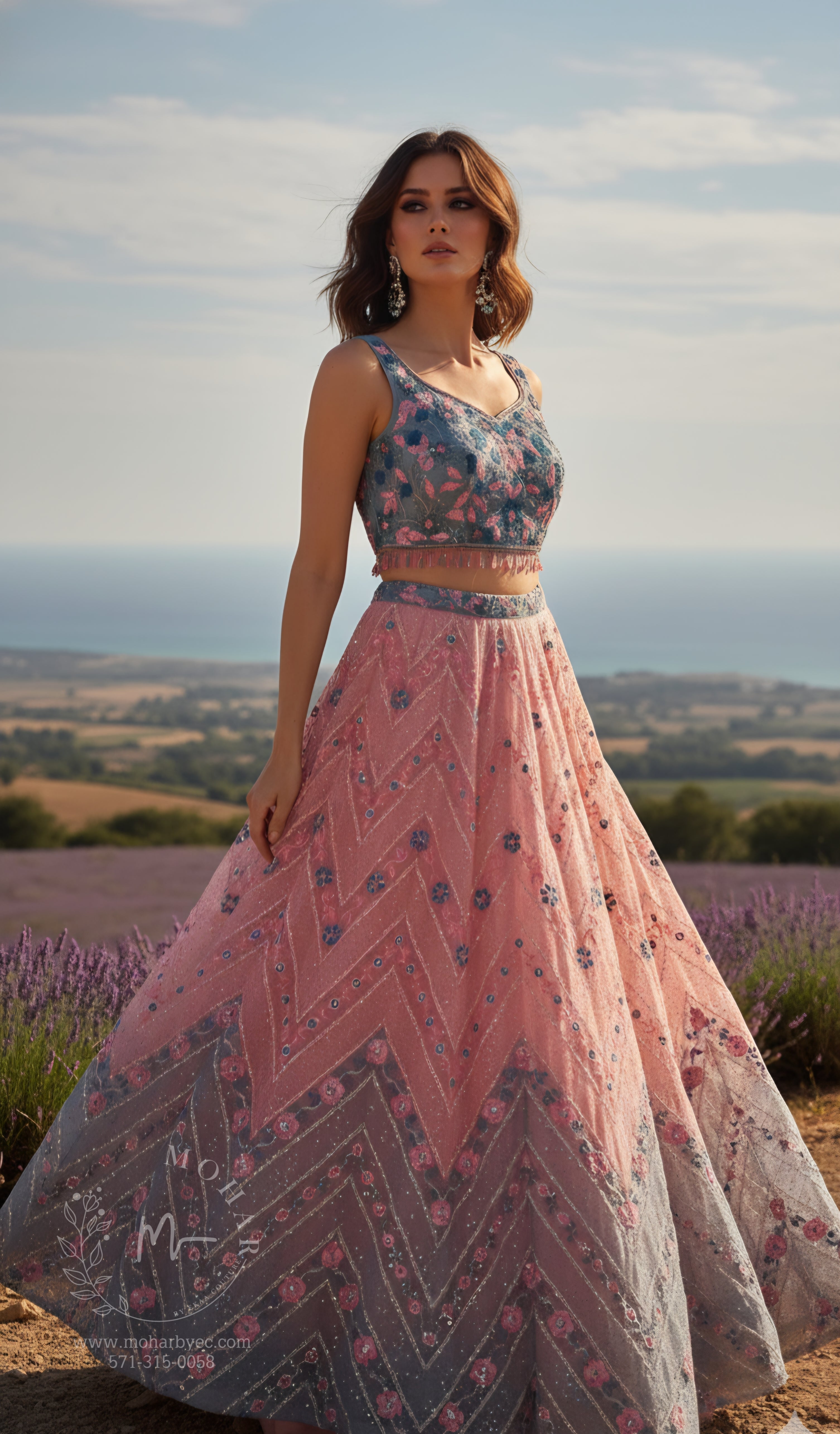 Chevron Embroidered Lehenga