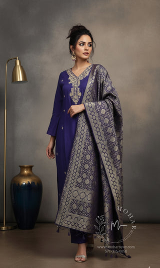 Royal Blue Embellished Salwar Suit with Dupatta