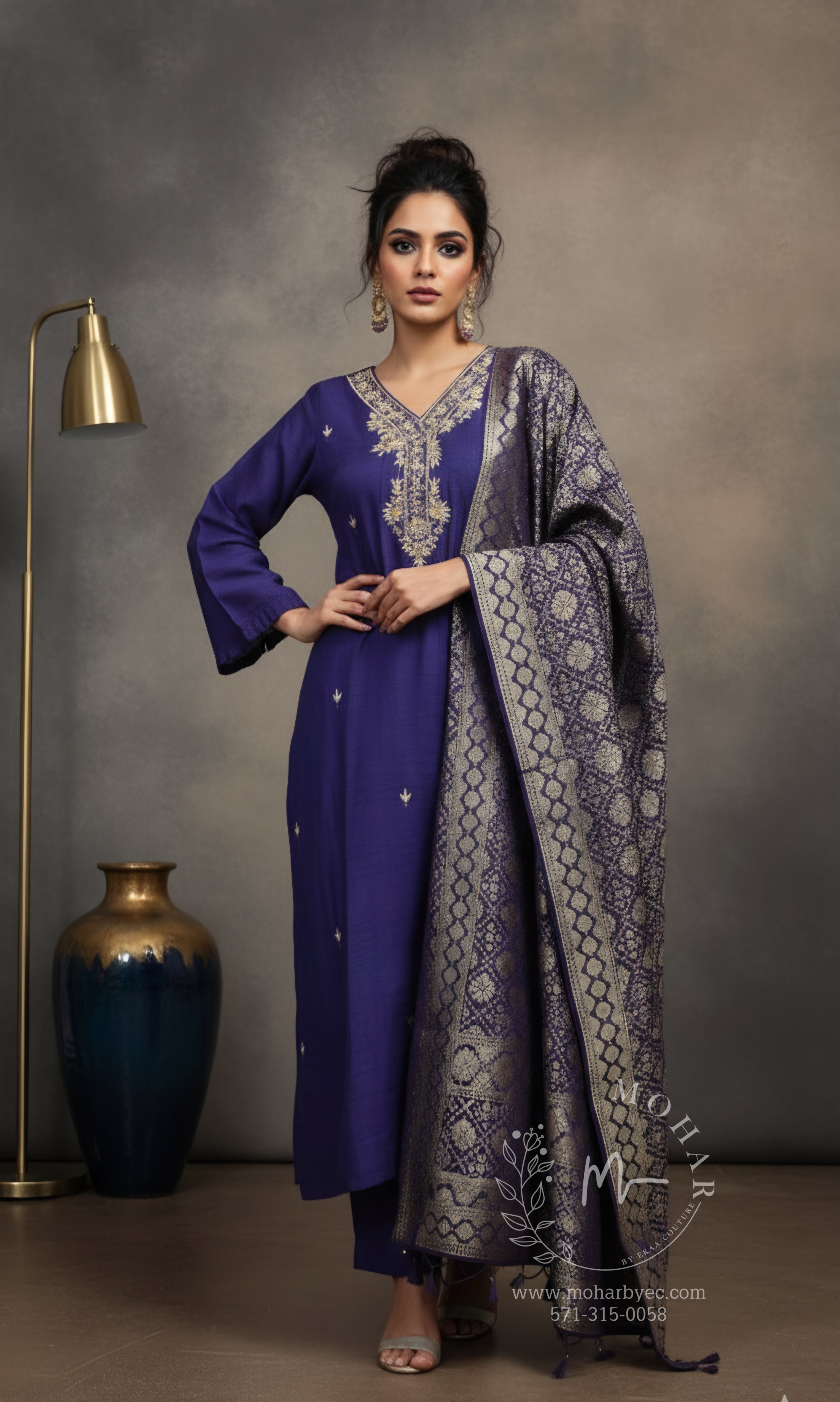Royal Blue Embellished Salwar Suit with Dupatta