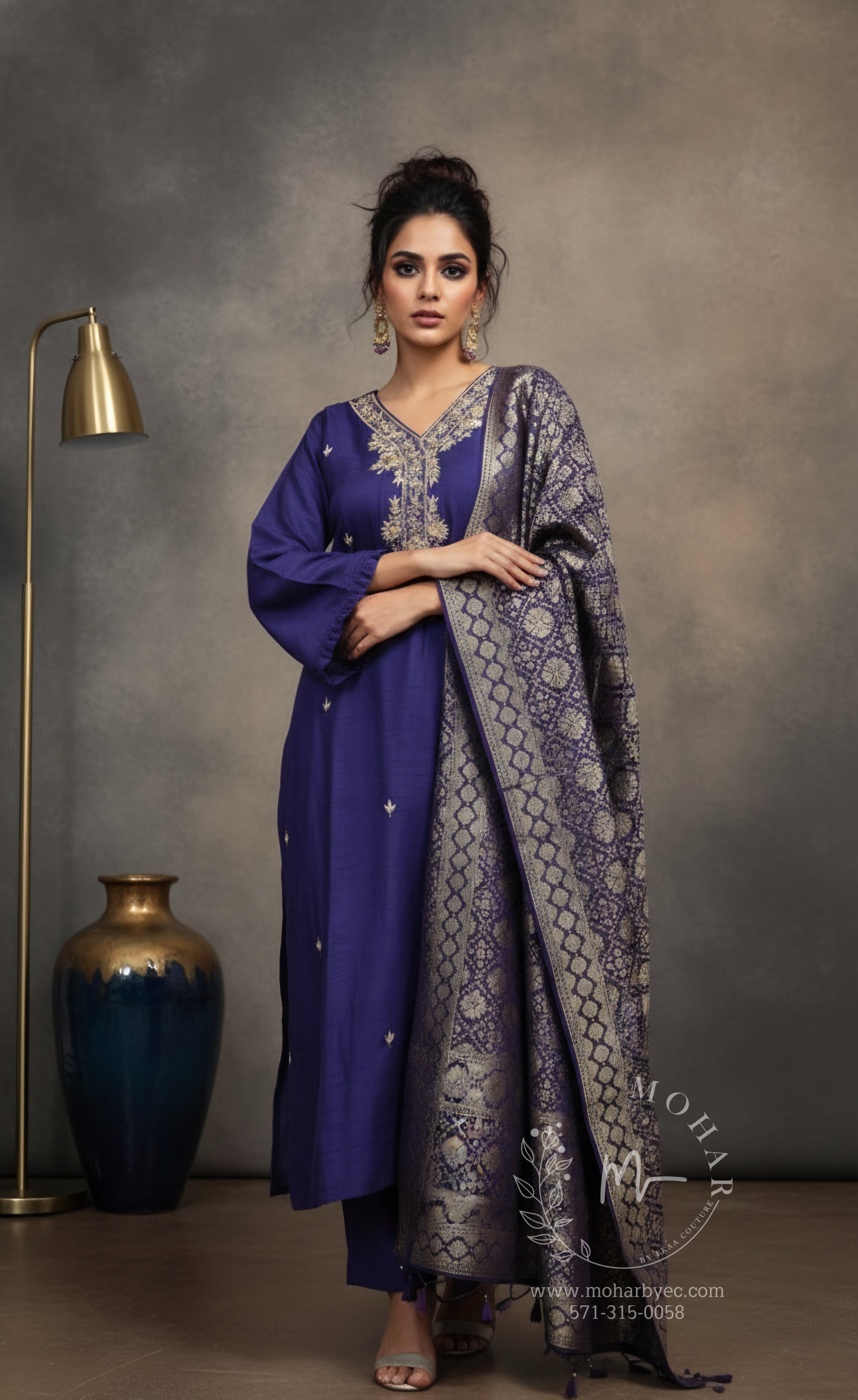 Royal Blue Embellished Salwar Suit with Dupatta