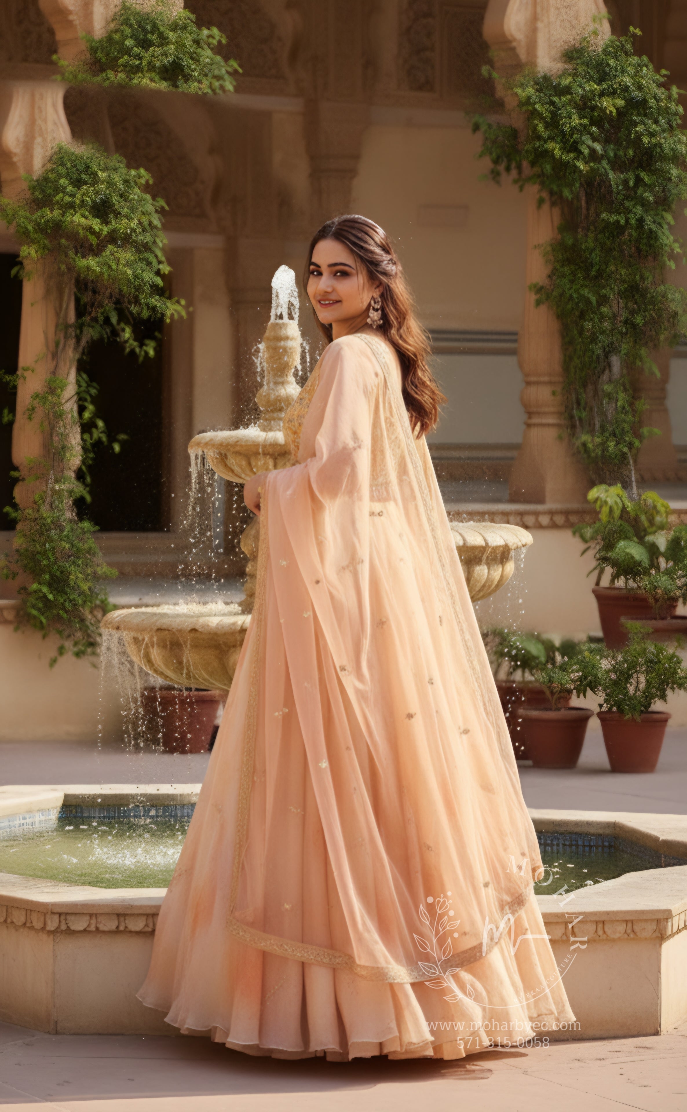 Pastel Peach Blossom Lehenga Choli