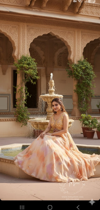 Pastel Peach Blossom Lehenga Choli