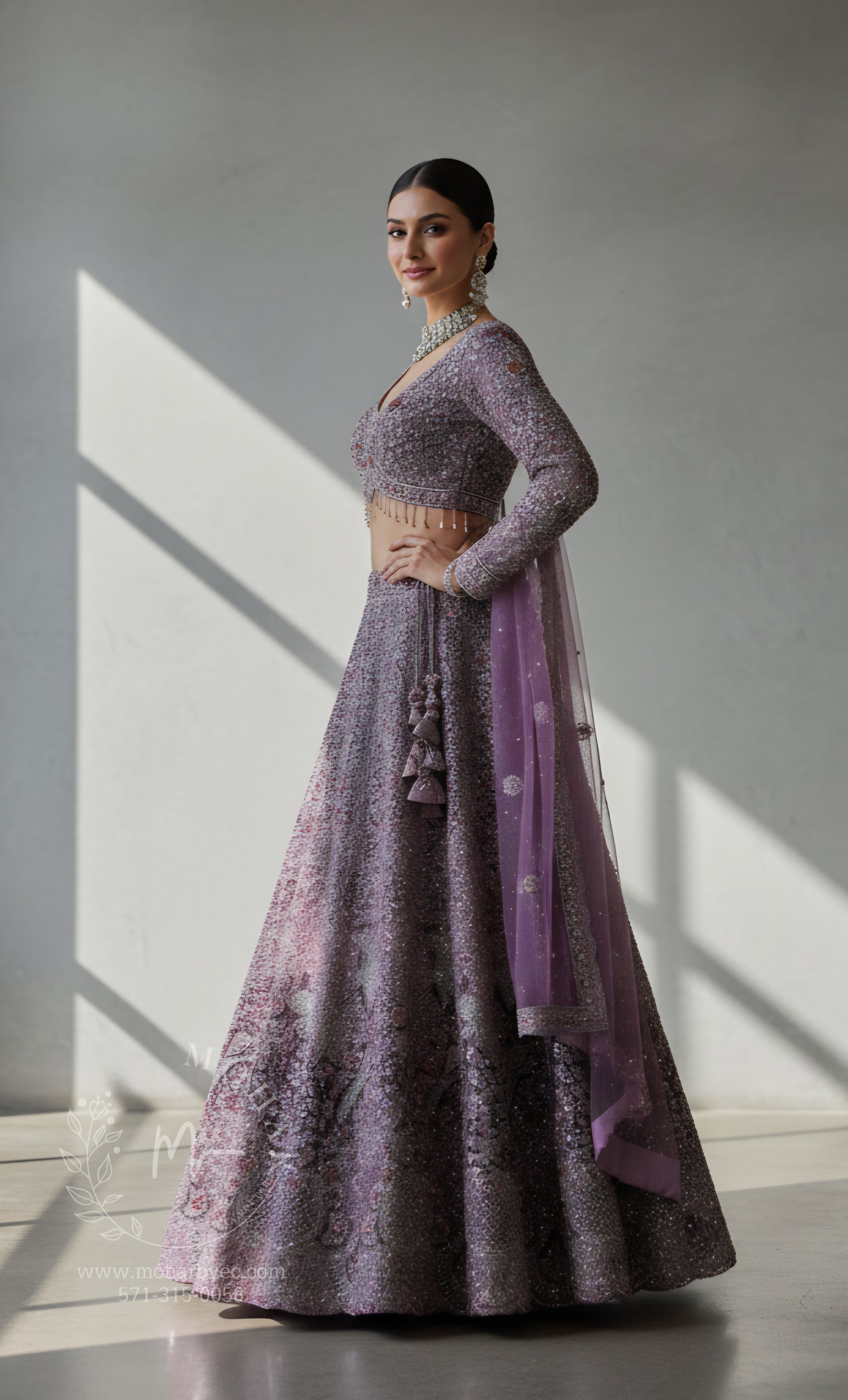 Lavender Embellished Lehenga Choli