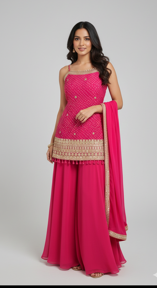 Rani Pink Bandhani Suit