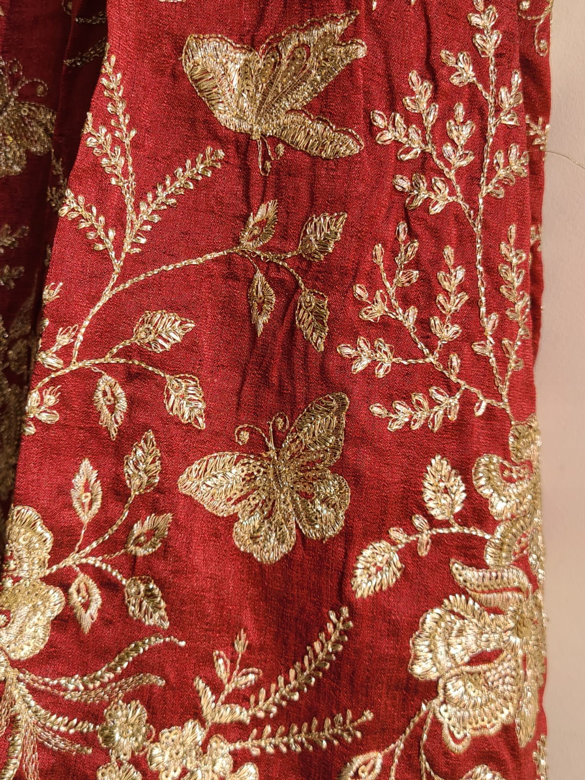 Deep Maroon Silk Thread Embroidered Lehenga Choli