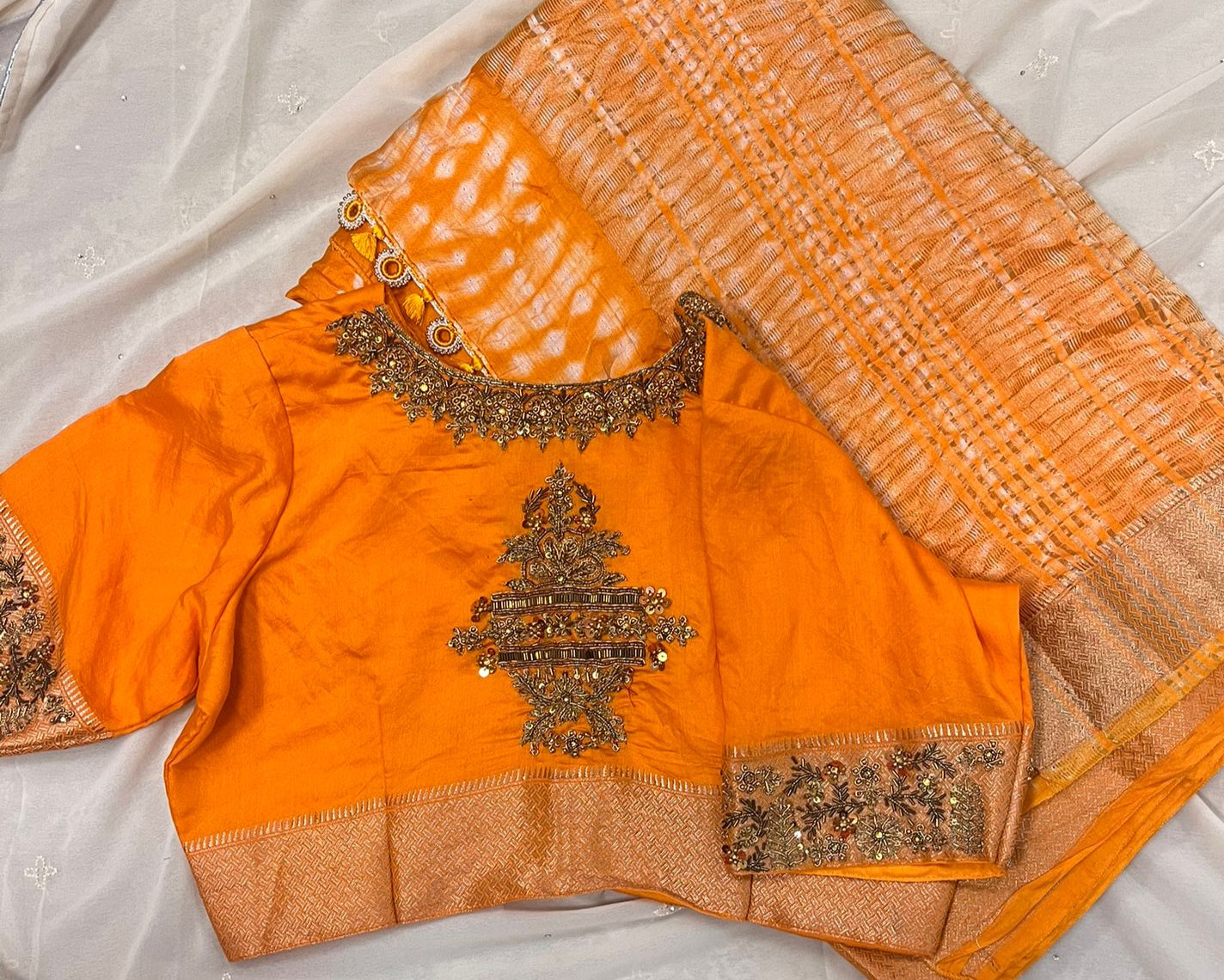 Vibrant Yellow Tie-Dye Silk Saree