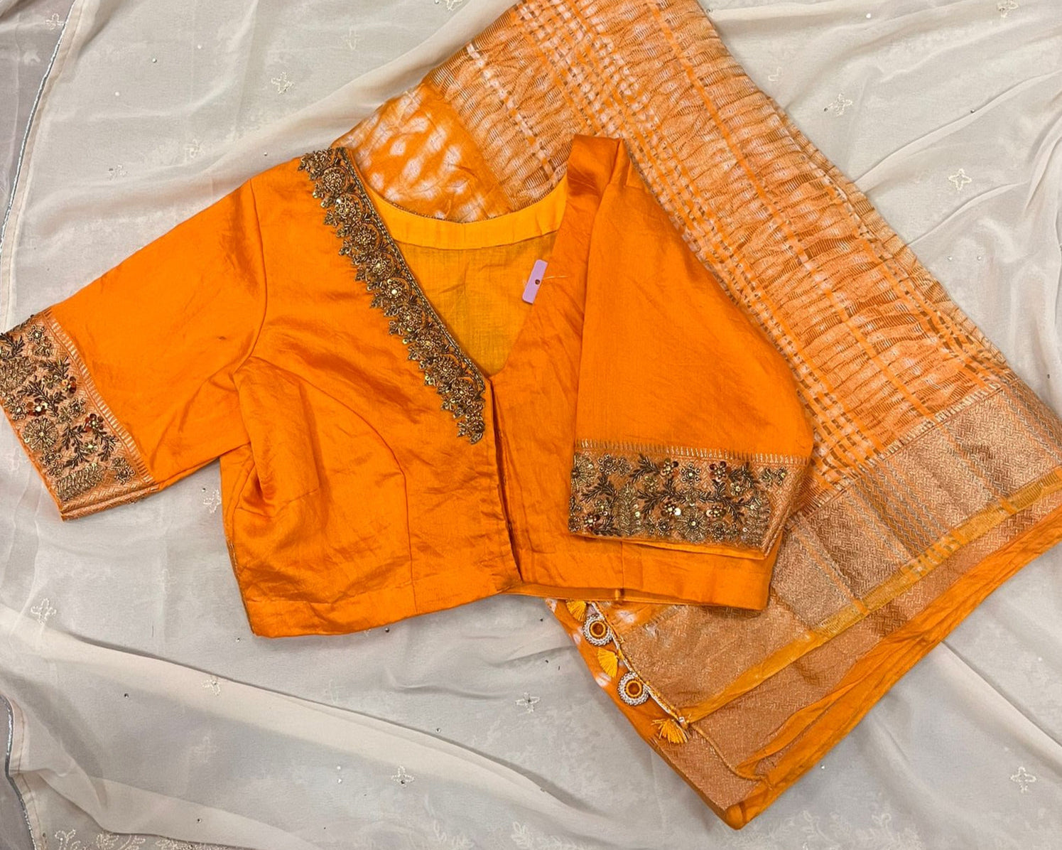 Vibrant Yellow Tie-Dye Silk Saree