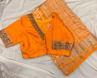 Vibrant Yellow Tie-Dye Silk Saree