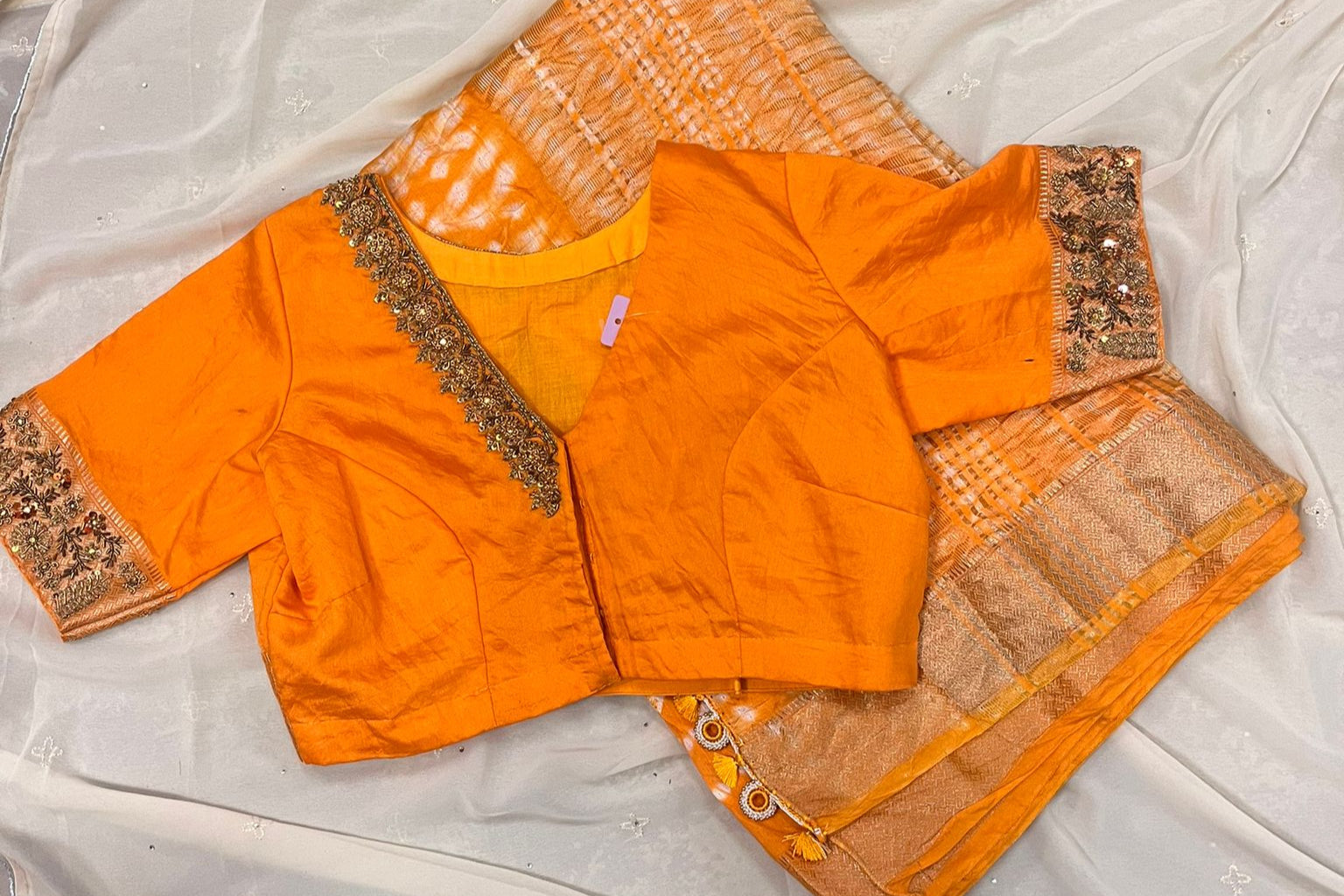 Vibrant Yellow Tie-Dye Silk Saree