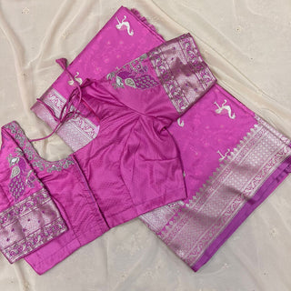Fuchsia Banarasi Silk Saree