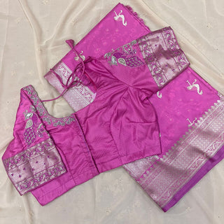 Fuchsia Banarasi Silk Saree