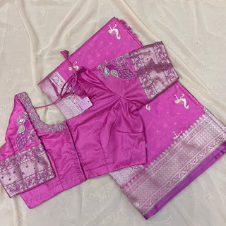 Fuchsia Banarasi Silk Saree