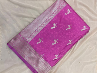 Fuchsia Banarasi Silk Saree