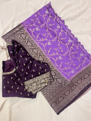 Violet Brocade Heritage Saree