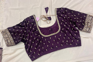 Violet Brocade Heritage Saree