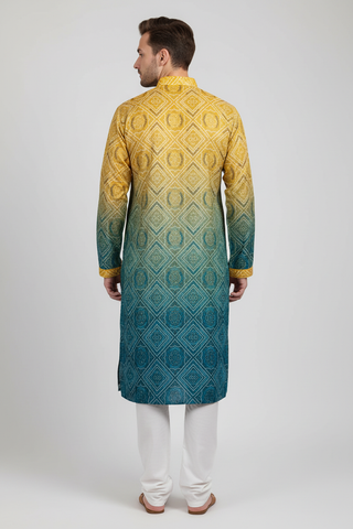 Back view – male model in ombre kurta