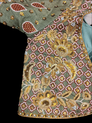 Rose Gold Bronze Embroidered Bridal Lehenga Set