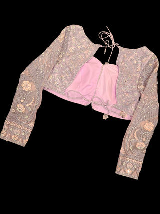 Lavender Silver Embroidered Bridal Lehenga Set