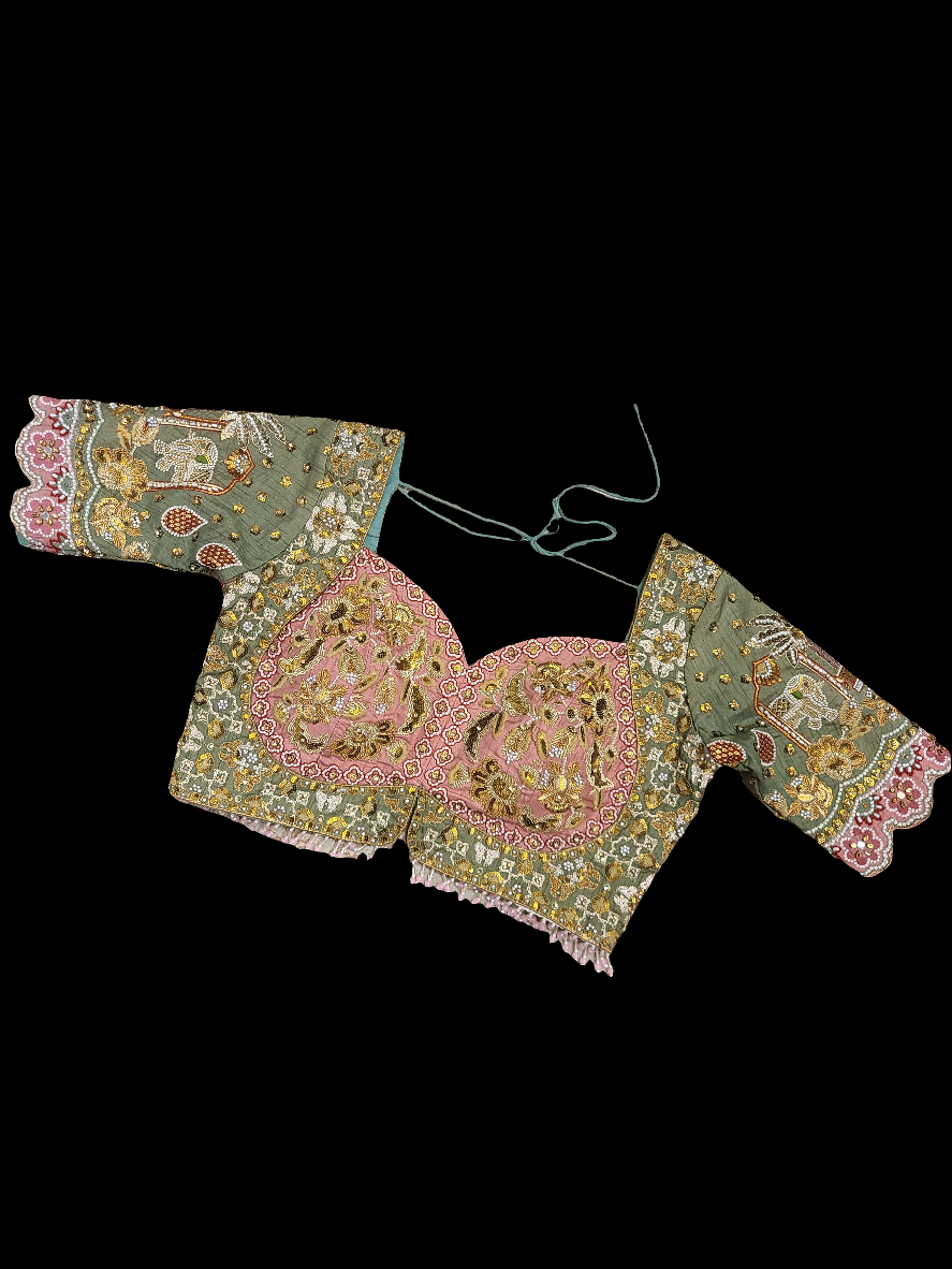 Rose Gold Bronze Embroidered Bridal Lehenga Set