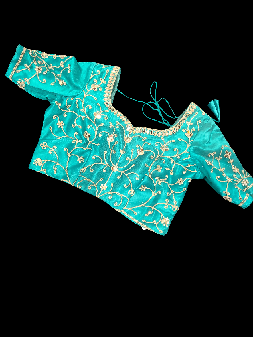 Turquoise Blue Bridal Lehenga with Silver Embroidery