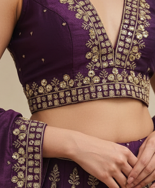 Royal Purple Embellished Lehenga Set
